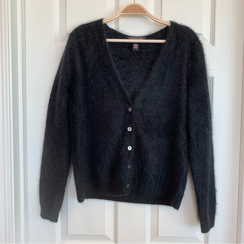 🖤 VS Cashmere Fuzzy Knit Black Cardigan Sweater - Picture 10 of 16